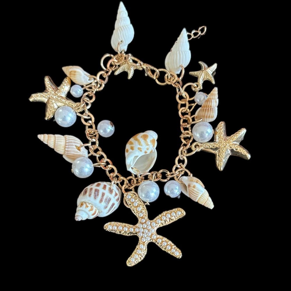 Gold Shell and Starfish Charm Bracelet/Necklace